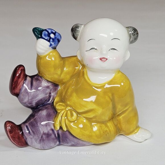 Vtg Takahashi Asian Baby Buddha Children Porcelain Salt & Pepper Shakers Japan - Picture 5 of 10